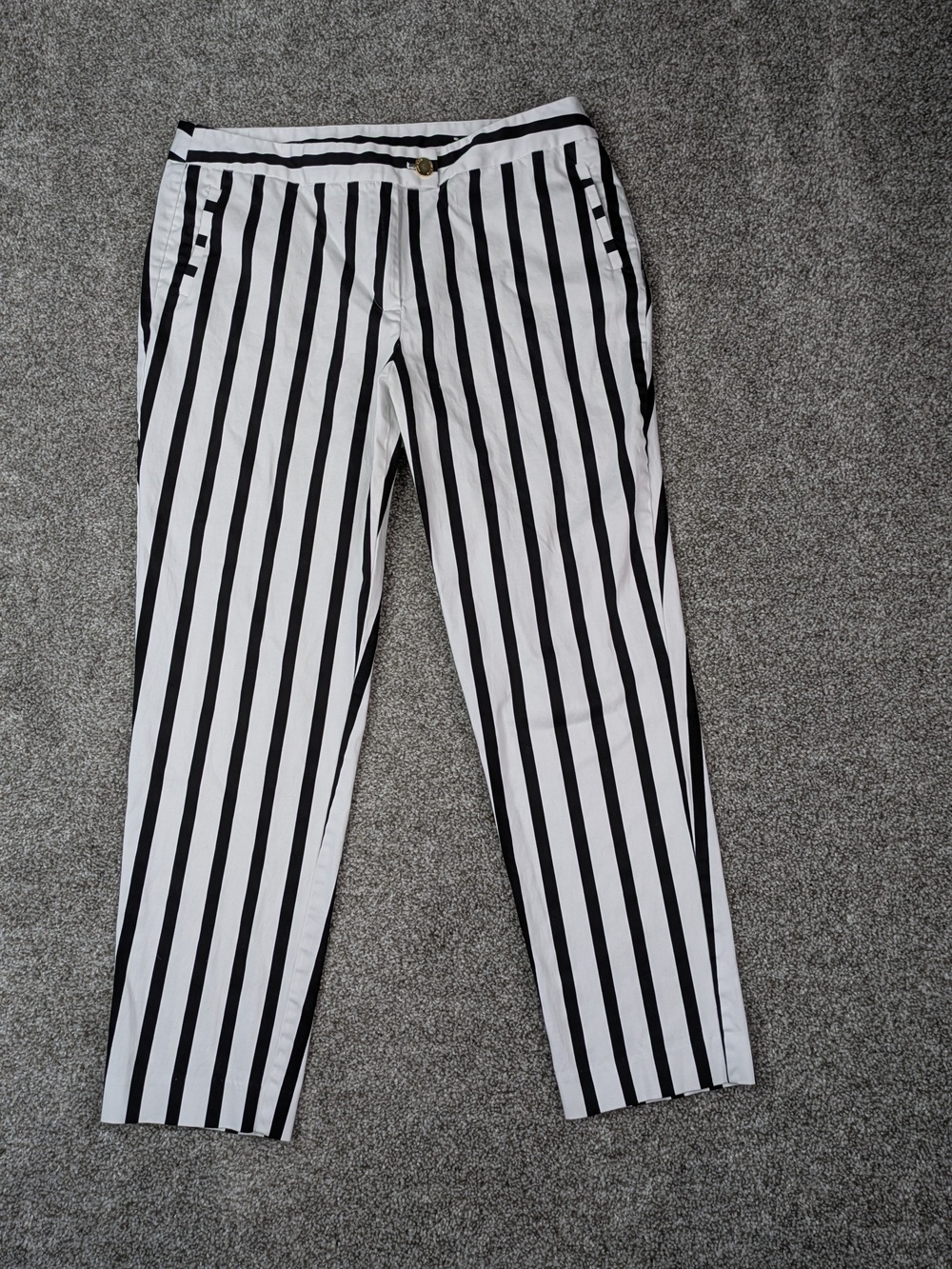 Anne Klein Pants Womens 8 Striped Straight Leg Cropped Stretch Business Casual